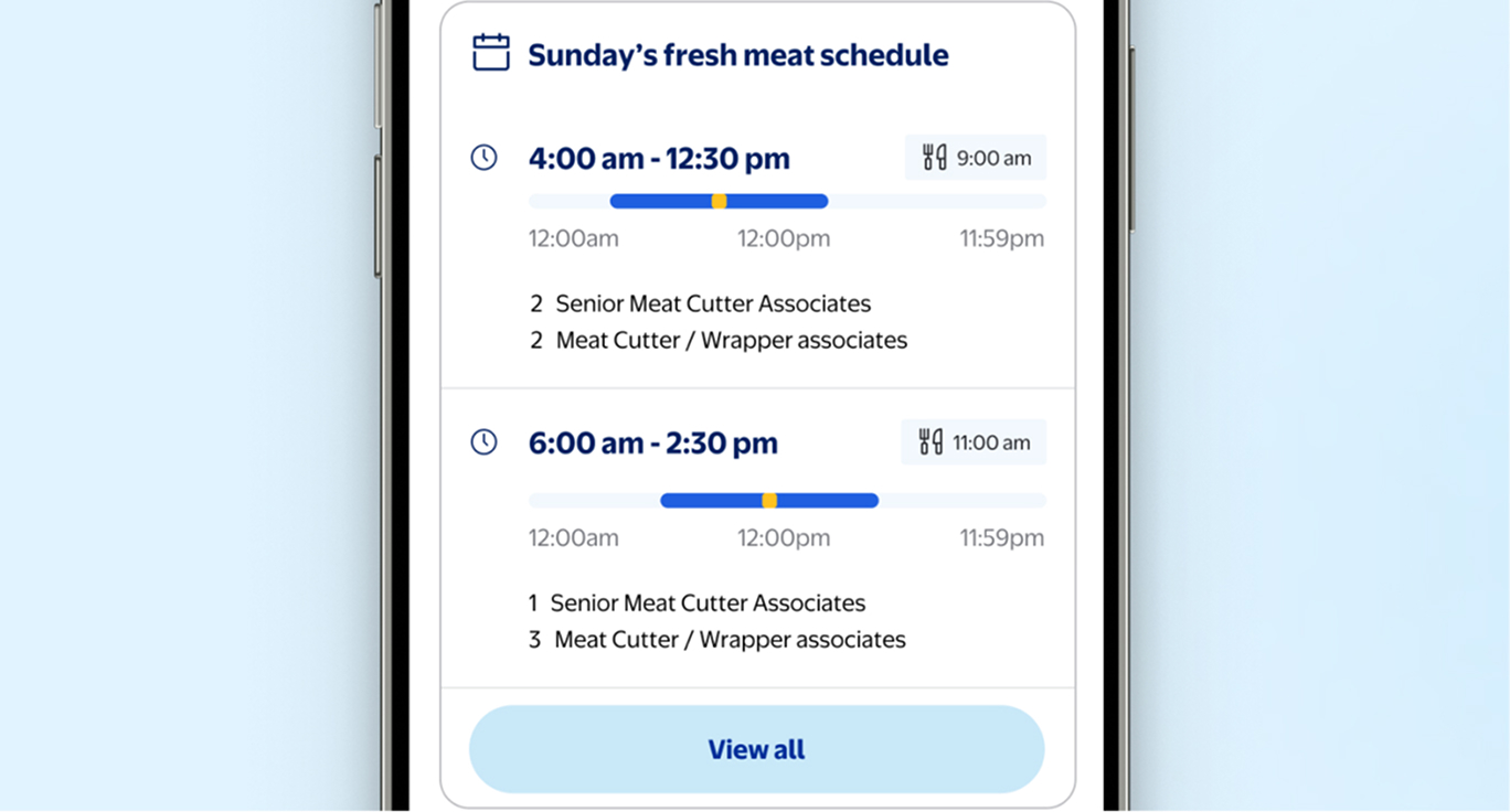 Squiggly showing an associate’s shift schedule