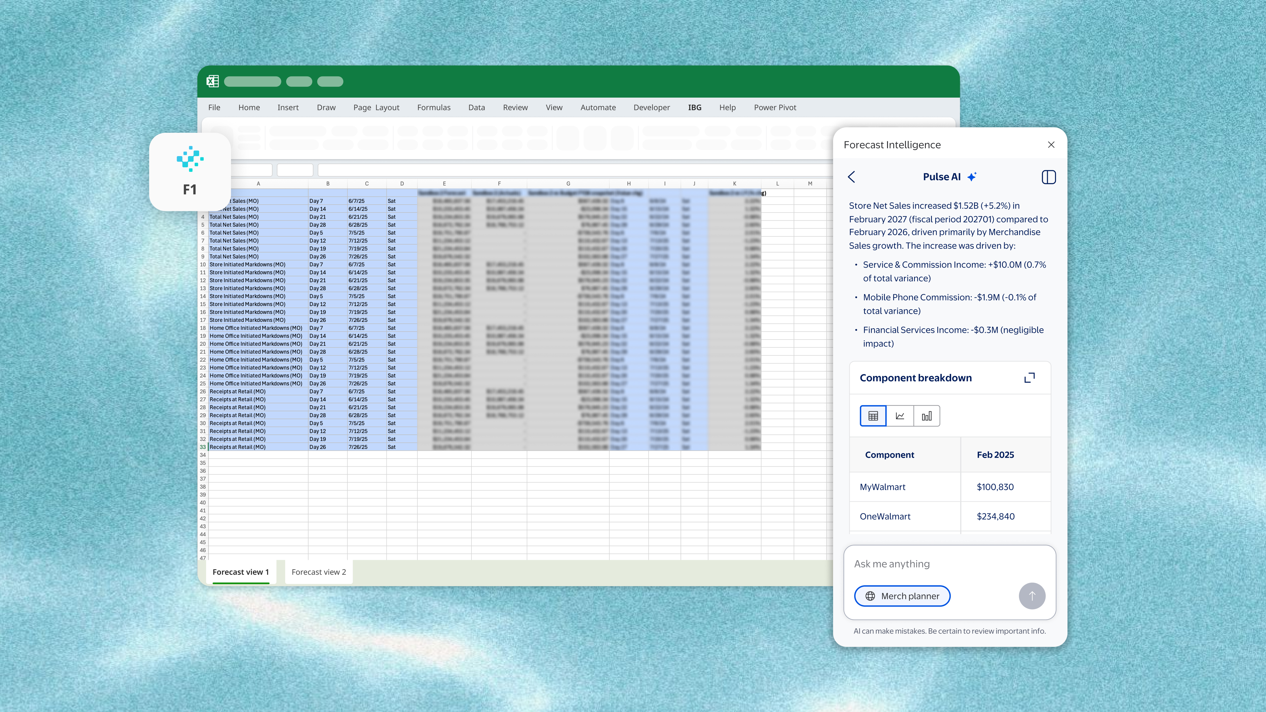 Forecast Intelligence in Excel with the Pulse AI assistant