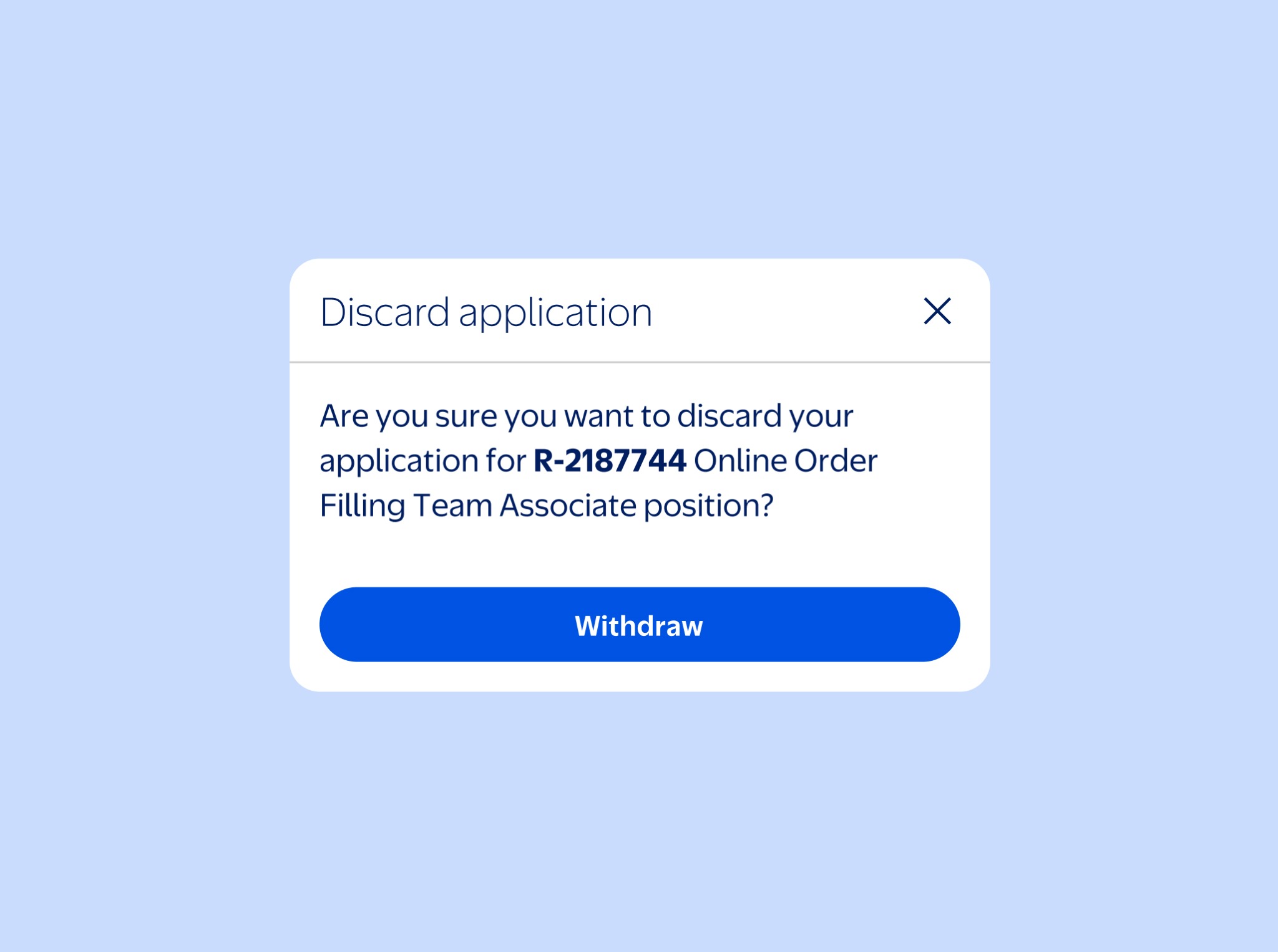 Discard application confirmation