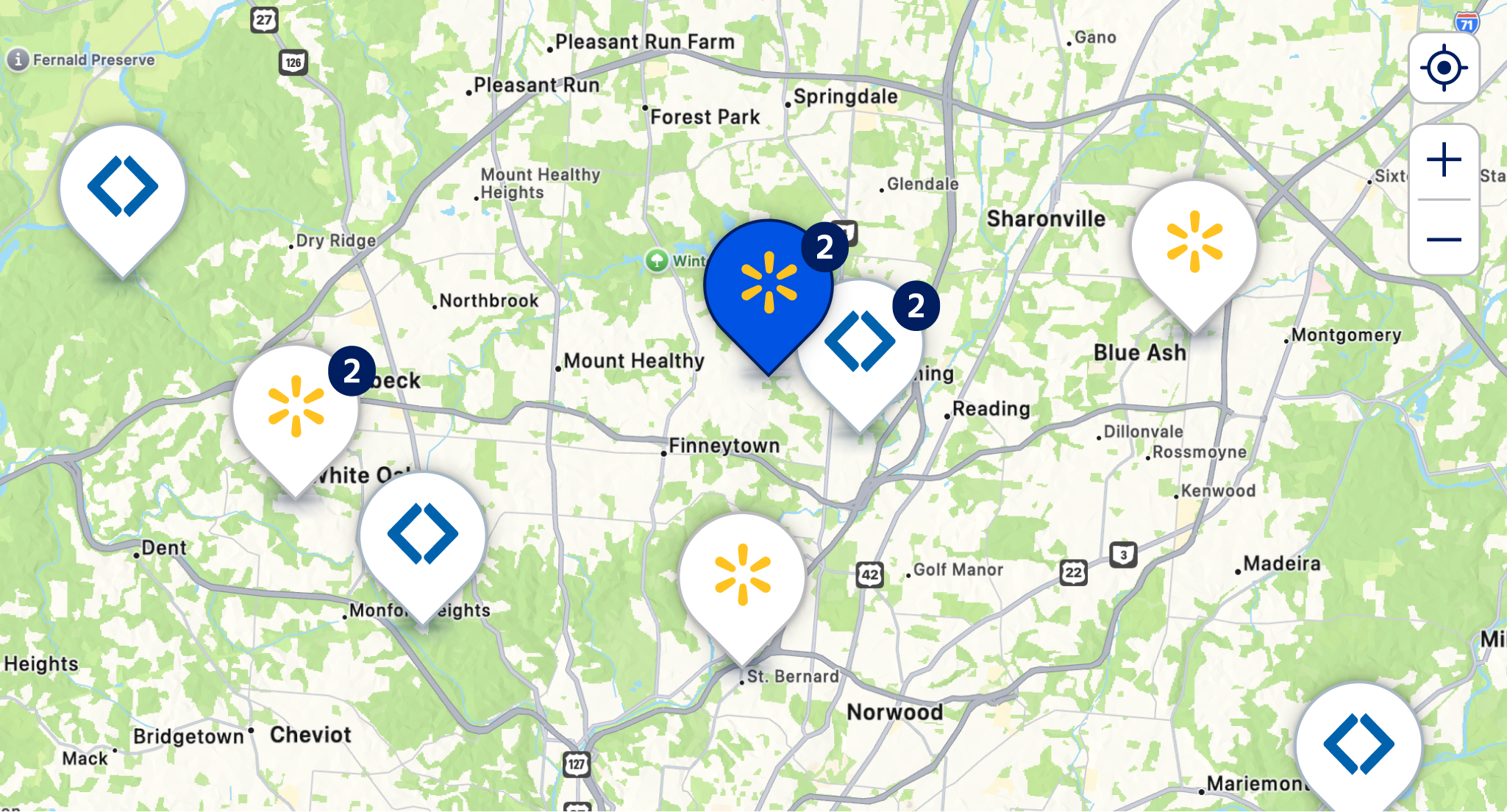 Map of nearby internal career opportunities