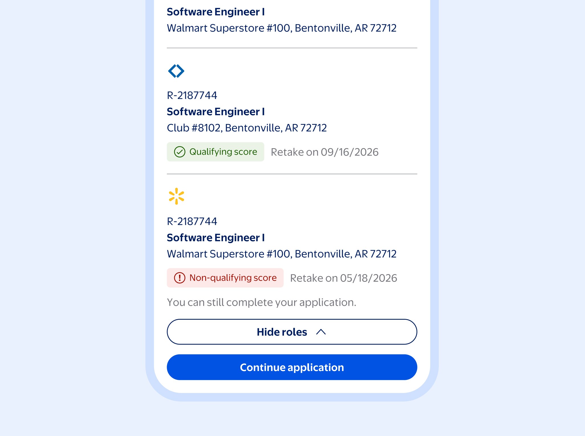 Resume and application screen